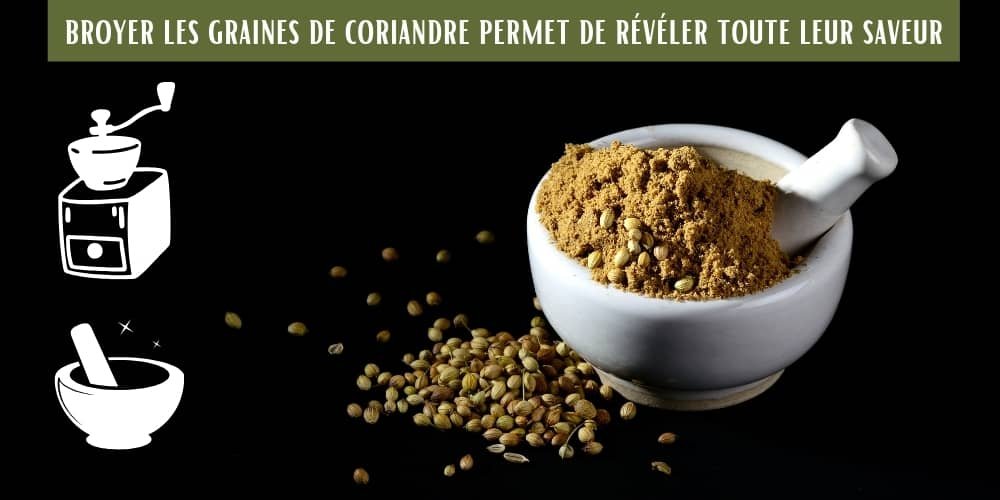 graines de coriandre entières et moulues pour la cuisine