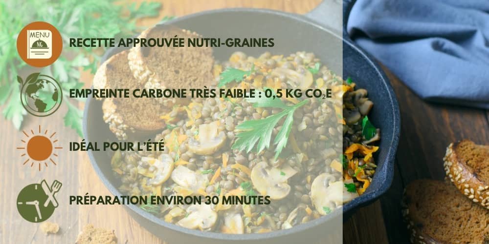 salade de lentilles vertes champignons et carottes