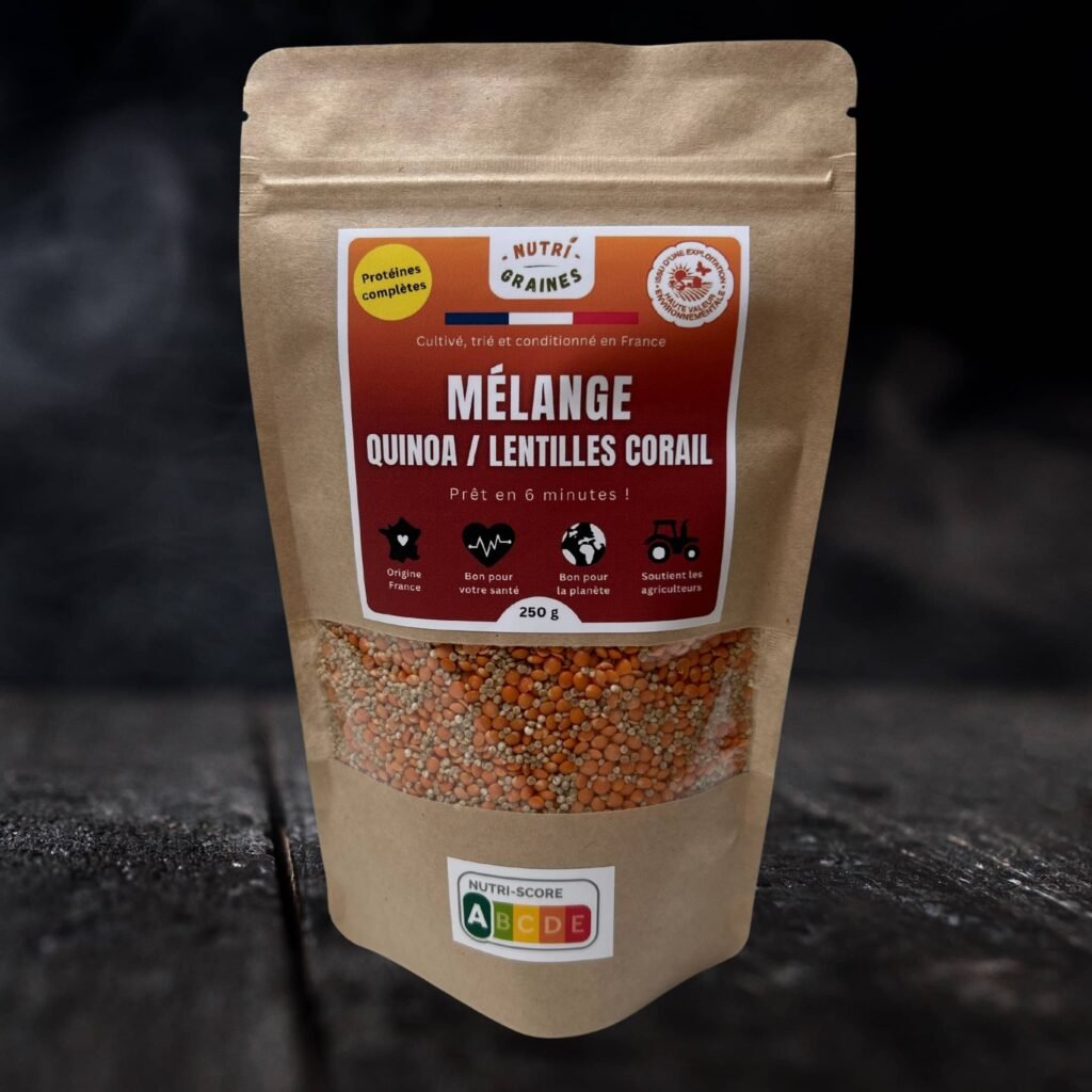 mélange quinoa lentilles corail